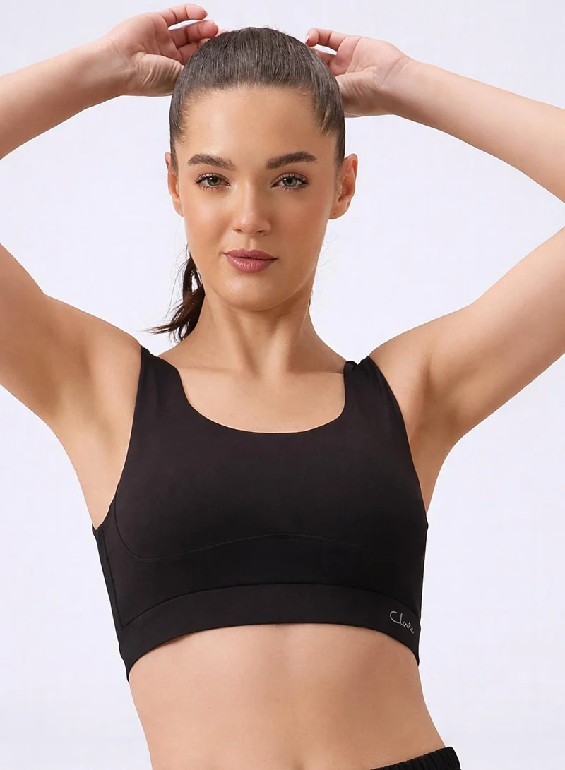 Medium Impact Sports Bra in Black with Removable Cups